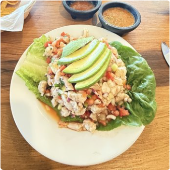 Fresh shrimp ceviche with avocado